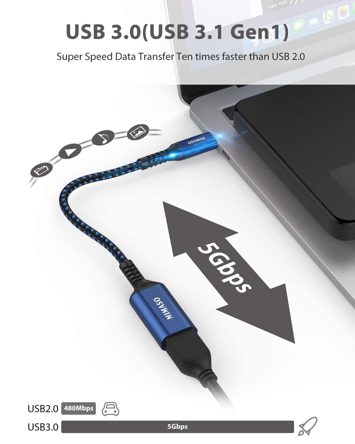 NIMASO NIMASO USB C to USB 3.0 Adapter 2 Pack Compatible with iPhone 15 Macbook iPad Galaxy Google Pixel and More - View 2 of 7