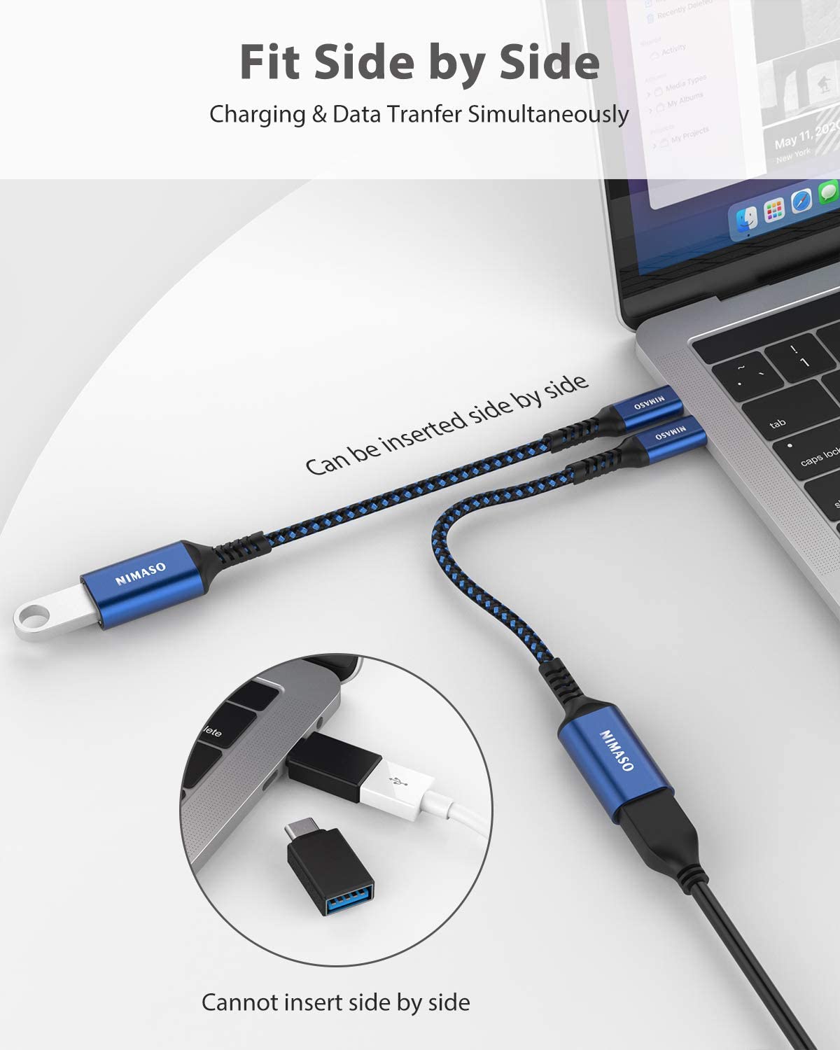 NIMASO NIMASO USB C to USB 3.0 Adapter 2 Pack Compatible with iPhone 15 Macbook iPad Galaxy Google Pixel and More - View 3 of 7