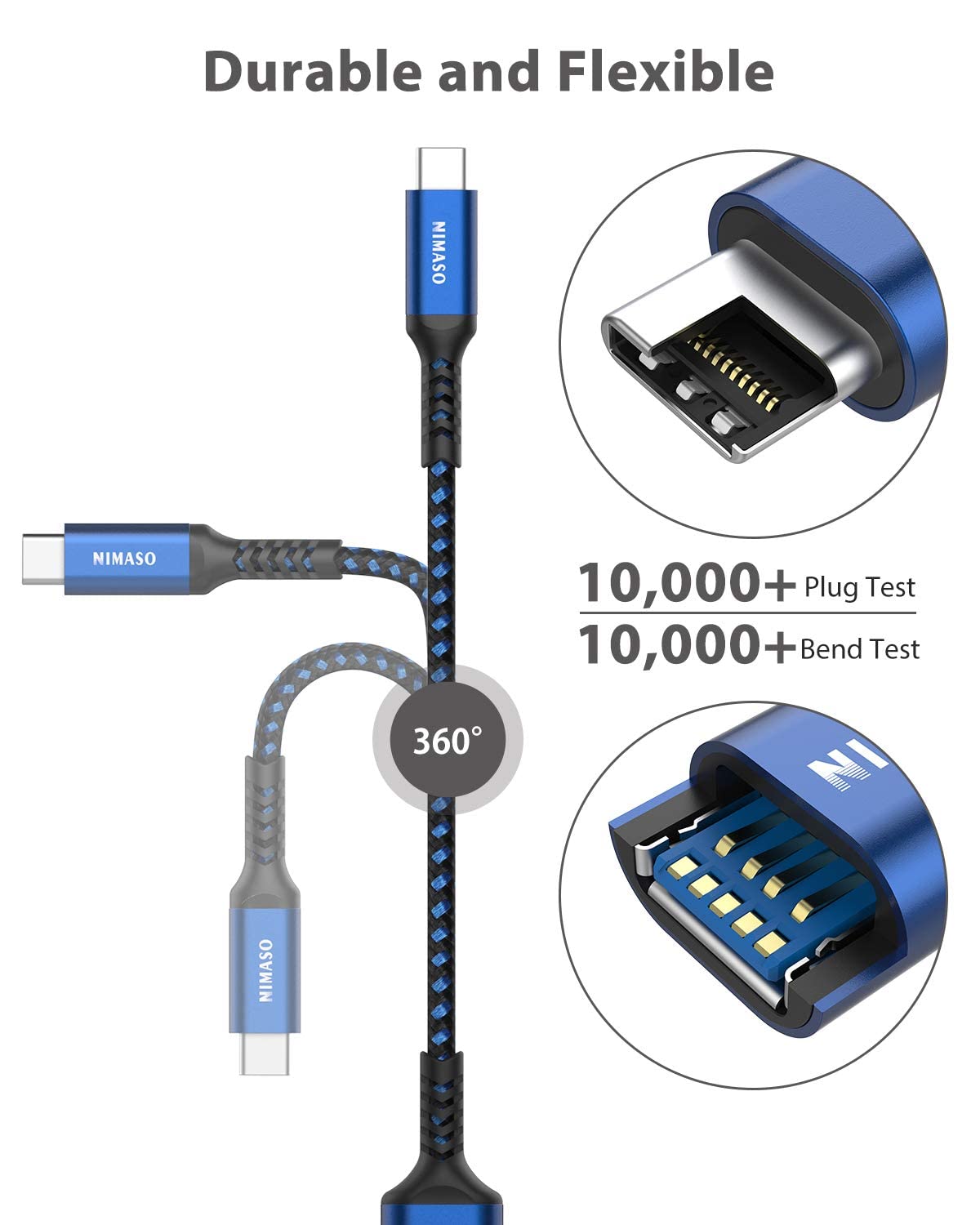NIMASO NIMASO USB C to USB 3.0 Adapter 2 Pack Compatible with iPhone 15 Macbook iPad Galaxy Google Pixel and More - View 4 of 7