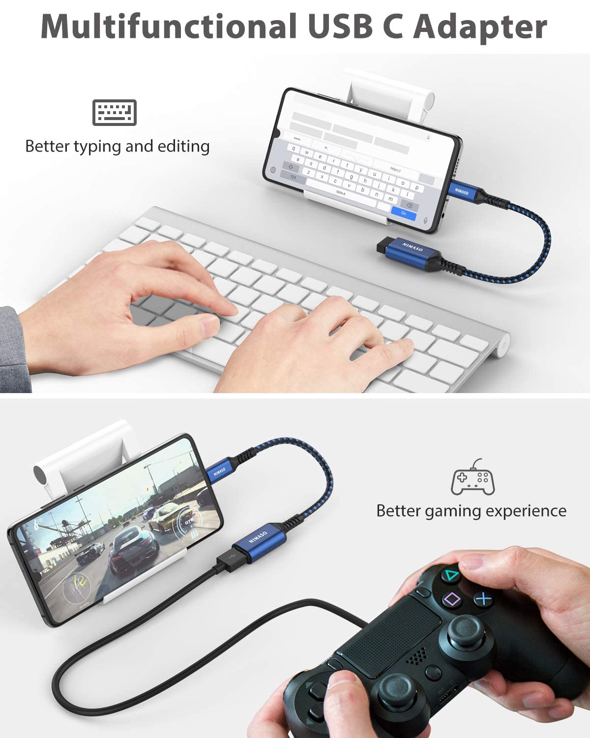 NIMASO NIMASO USB C to USB 3.0 Adapter 2 Pack Compatible with iPhone 15 Macbook iPad Galaxy Google Pixel and More - View 7 of 7