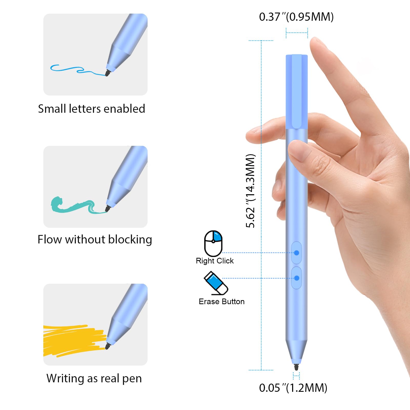 hacey Digital Stylus Pen for HP Envy Spectre Pavilion x360 2-in-1 Laptops with Palm Rejection and Microsoft Pen Protocol MPP 1.51 Blue - View 4 of 9