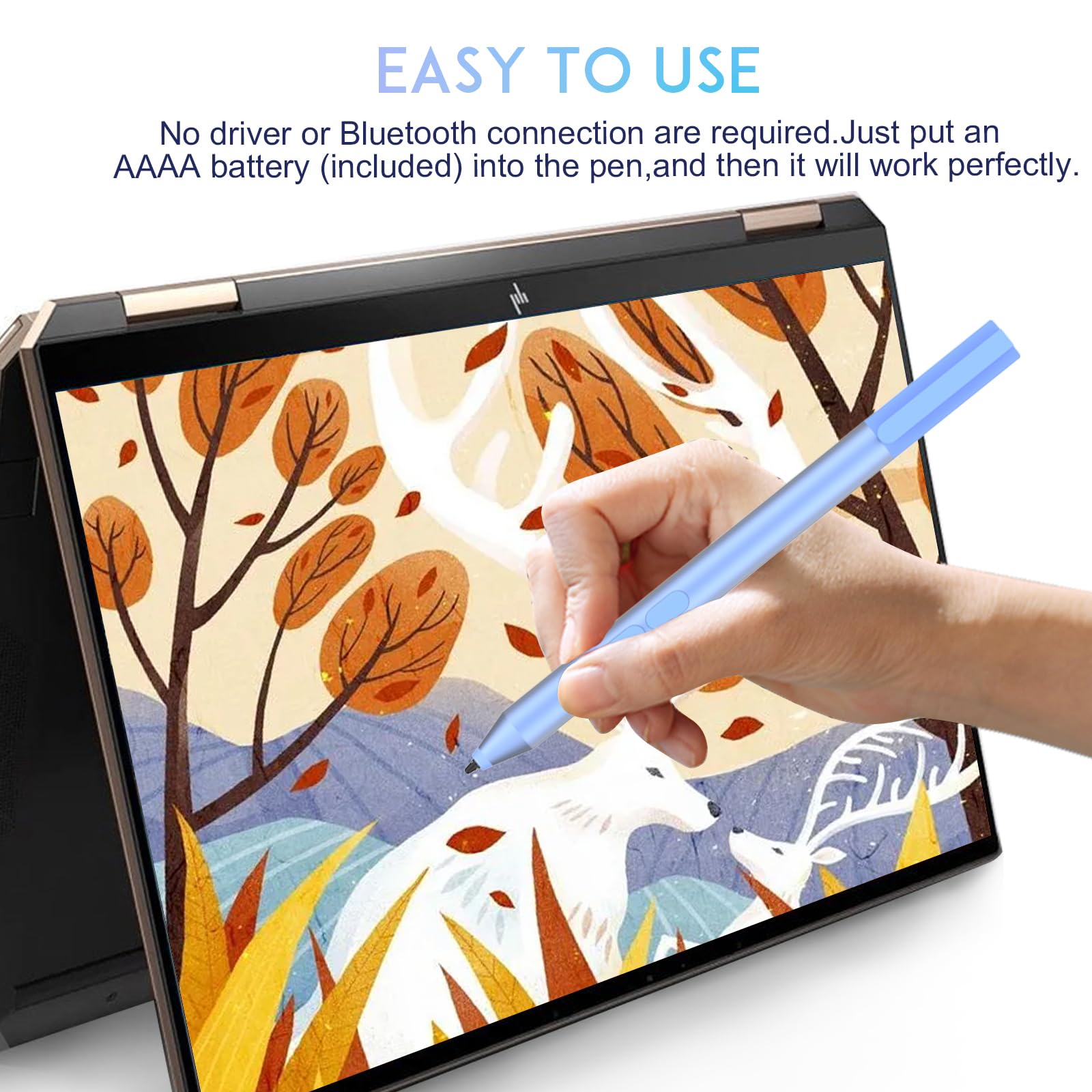 hacey Digital Stylus Pen for HP Envy Spectre Pavilion x360 2-in-1 Laptops with Palm Rejection and Microsoft Pen Protocol MPP 1.51 Blue - View 8 of 9