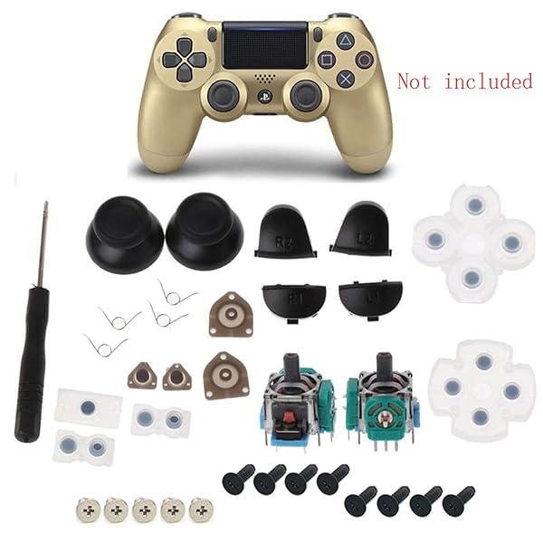 Onyehn Onyehn L1 R1 L2 R2 Trigger Springs Replacement Parts and 3D Analog Joysticks Kit for PlayStation 4 PS4 Controller JDS-001 - View 3 of 6