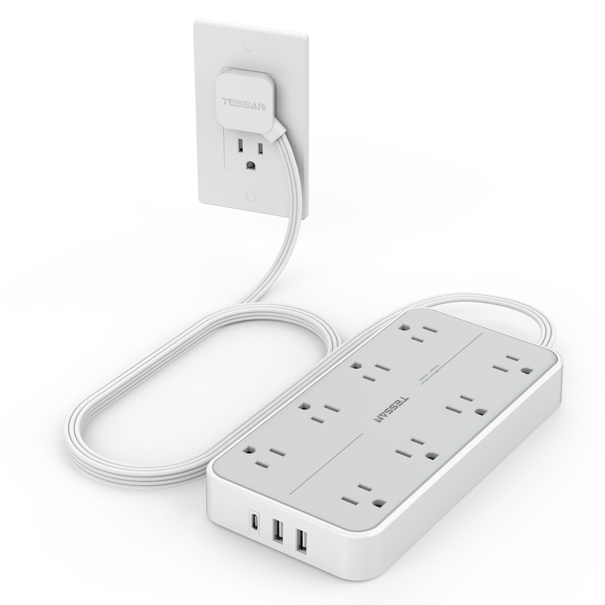 TESSAN Power Strip Surge Protector with 8 Outlets and 3 USB Chargers for Home Office and Dorm Room Essentials
