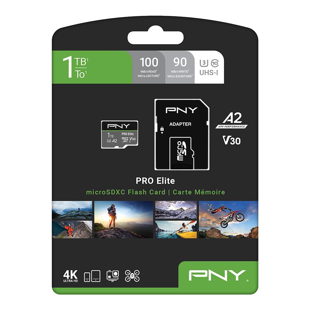 PNY PNY 1TB PRO Elite microSDXC Flash Memory Card 100MBs Class 10 U3 V30 A2 4K UHD Full HD UHS-I High Speed Storage Solution - View 7 of 7