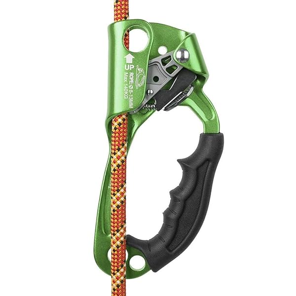 SZCQ Lightweight SZCQ SRT Hand Ascender for Climbing - Ergonomic Rappelling Gear for Arborists & Mountaineers (Green, Right Hand)