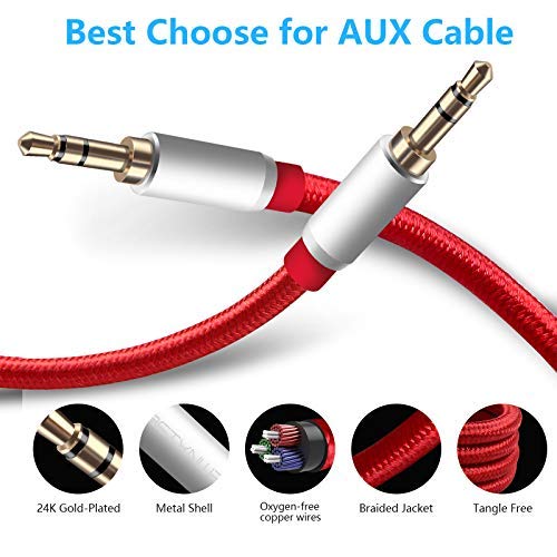 Bstxnwen Aux Cable 50ft Bstxnwen 3.5mm Audio Cable Nylon Braided Male to Male Stereo Compatible with iPhones Fire HD Tablets and More - View 2 of 6