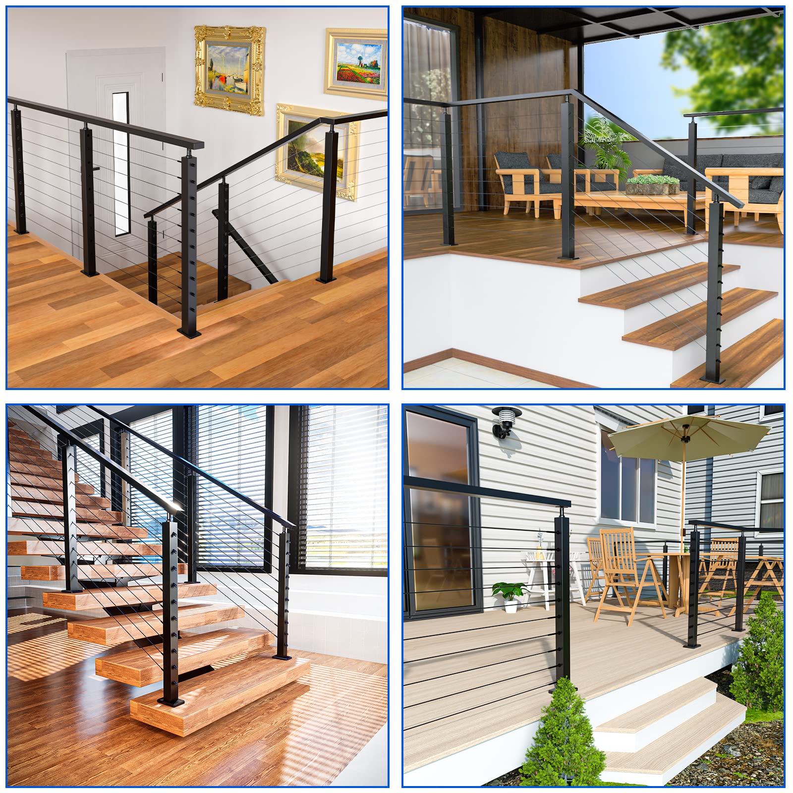 Muzata "Muzata 10 Pack 1/8" Black Cable Railing Kit - T316 Stainless Steel Hand Swage Tensioners for 2x2 Metal Posts" - View 6 of 6