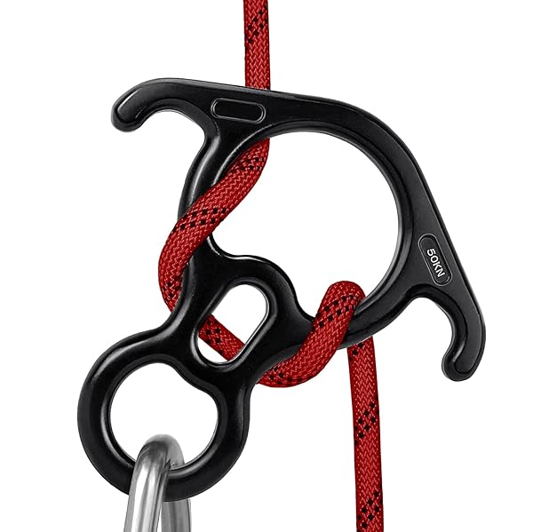 YXGOOD YXGOOD 50KN Rescue Figure 8 Descender Belay Device for Rock Climbing and Rappelling Aluminum Magnesium Alloy Black