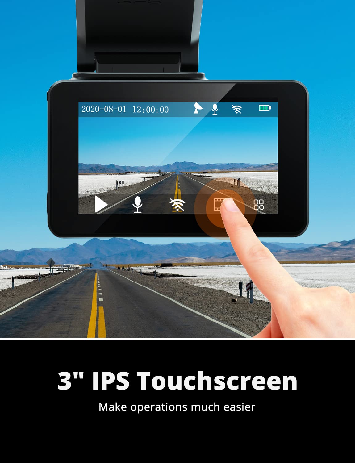 Kingslim Kingslim D4 Dual Dash Cam 4K Front 1080P Rear WiFi GPS 3 Inch Touchscreen 170 Degree FOV Sony Sensor Supports 256GB for Cars - View 8 of 9