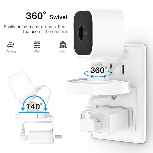 VOMENC VOMENC 2 Pack Blink Mini Outlet Wall Mount, 360 Degree Swivel AC Outlet Wall Plug Mount Stand Holder Bracket - No Messy Wires or Wall Damage - View 4 of 9