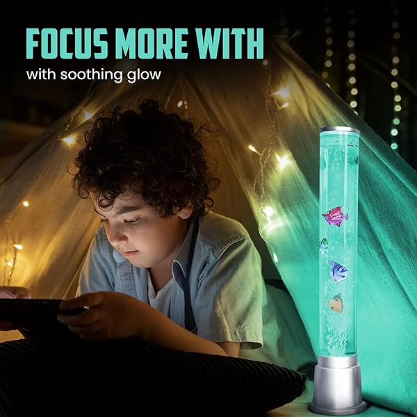 SHOP LC DELIVERING JOY Fish Tank Lava Lamp with 6 LED Color Changing Bubble Lights for Bedroom Mood Decor 1.9 Feet Ocean Table Lamp and Birthday Gifts - View 3 of 8