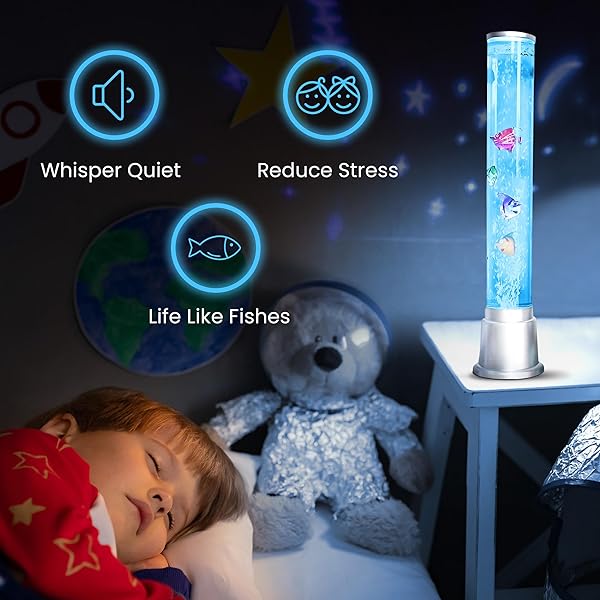 SHOP LC DELIVERING JOY Fish Tank Lava Lamp with 6 LED Color Changing Bubble Lights for Bedroom Mood Decor 1.9 Feet Ocean Table Lamp and Birthday Gifts - View 4 of 8