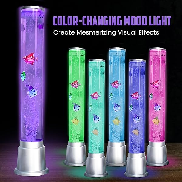 SHOP LC DELIVERING JOY Fish Tank Lava Lamp with 6 LED Color Changing Bubble Lights for Bedroom Mood Decor 1.9 Feet Ocean Table Lamp and Birthday Gifts - View 5 of 8