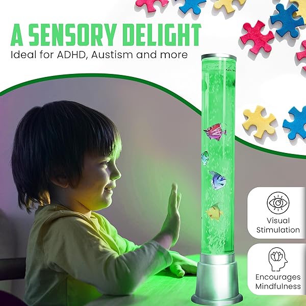 SHOP LC DELIVERING JOY Fish Tank Lava Lamp with 6 LED Color Changing Bubble Lights for Bedroom Mood Decor 1.9 Feet Ocean Table Lamp and Birthday Gifts - View 6 of 8