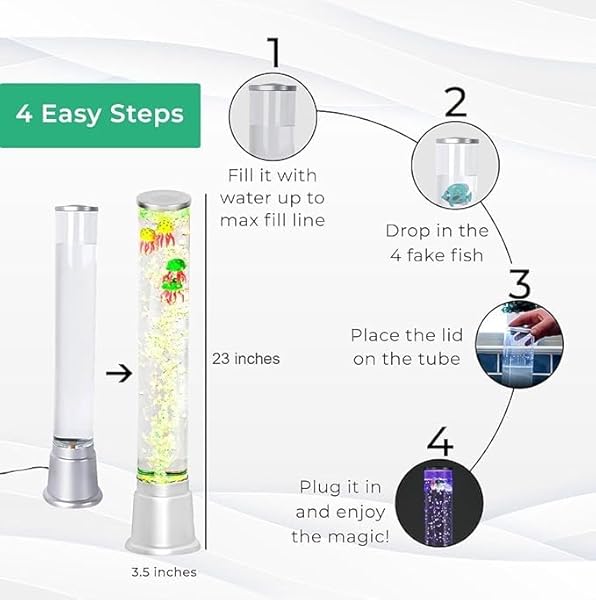 SHOP LC DELIVERING JOY Fish Tank Lava Lamp with 6 LED Color Changing Bubble Lights for Bedroom Mood Decor 1.9 Feet Ocean Table Lamp and Birthday Gifts - View 7 of 8