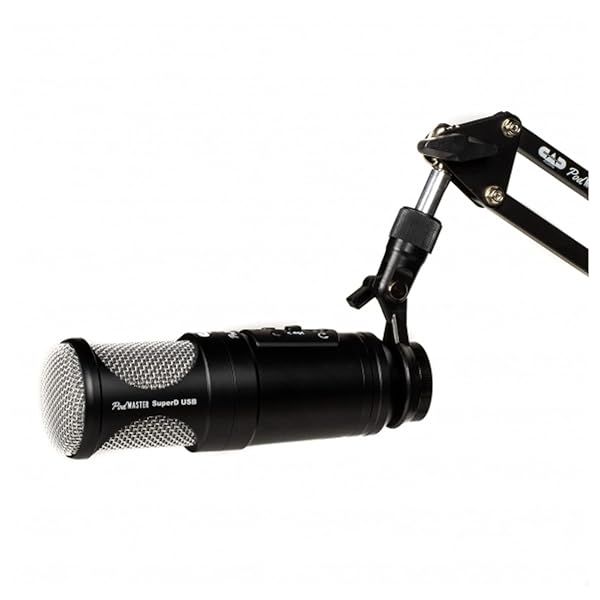 CAD Audio CAD PM1300 PodMasterÂ™ SuperD usb Professional Broadcast / Podcasting Microphone with SuperD VOG Dynamic Capsule, supplied with Broadcast Boom Mic Stand, Black - View 3 of 10