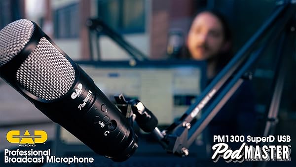 CAD Audio CAD PM1300 PodMasterÂ™ SuperD usb Professional Broadcast / Podcasting Microphone with SuperD VOG Dynamic Capsule, supplied with Broadcast Boom Mic Stand, Black - View 10 of 10