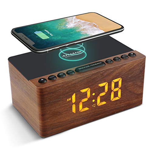 ANJANK ANJANK Digital LED Alarm Clock with FM Radio & Fast Wireless Charger - Perfect for iPhone/Samsung, 5-Level Dimmer & USB Port
