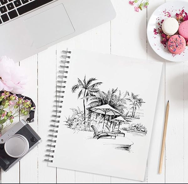 String & Space Artist's Sketchbook Hardcover - 200GSM Thick Paper, Large Spiral Pad for Drawing & Mixed Media - 40 Sheets, 8.25 x 11.4 - View 3 of 8