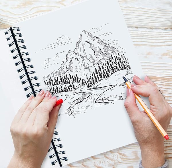 String & Space Artist's Sketchbook Hardcover - 200GSM Thick Paper, Large Spiral Pad for Drawing & Mixed Media - 40 Sheets, 8.25 x 11.4 - View 4 of 8