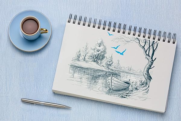 String & Space Artist's Sketchbook Hardcover - 200GSM Thick Paper, Large Spiral Pad for Drawing & Mixed Media - 40 Sheets, 8.25 x 11.4 - View 6 of 8