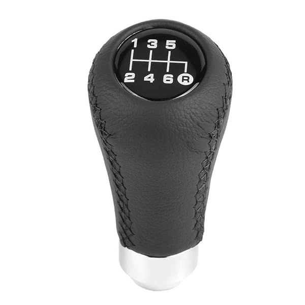 Qiilu Qiilu Universal 6 Speed Gear Shift Lever Knob Black PU Shifter Stick with 3 Hoses for Car Vehicle - View 5 of 9