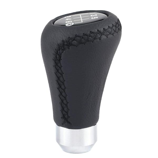 Qiilu Qiilu Universal 6 Speed Gear Shift Lever Knob Black PU Shifter Stick with 3 Hoses for Car Vehicle - View 6 of 9