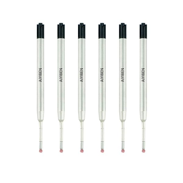 AIYIBEN AIYIBEN 3.9'' Ballpoint Pen Refill - Smooth Writing Black Metal Refill (6 Pack) for Stylus & Ballpoint Pens