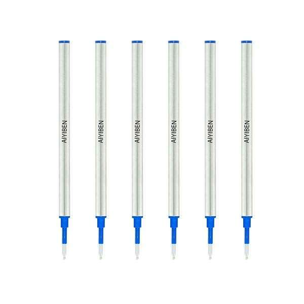 AIYIBEN "4.37" Rollerball Pen Refills - Fine Point 0.5mm Blue Ink, 6 Pack Medium Point Replacements"