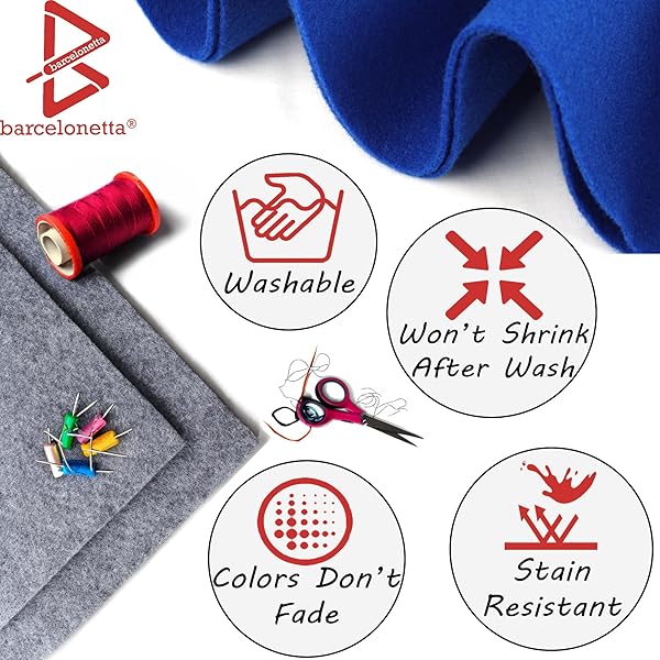Barcelonetta Barcelonetta Felt Fabric 72 Inch Wide 1.6mm Thick Acrylic Soft Felt by The Yard for DIY Crafts Projects Sewing Heather Grey 1 Yard - View 3 of 7