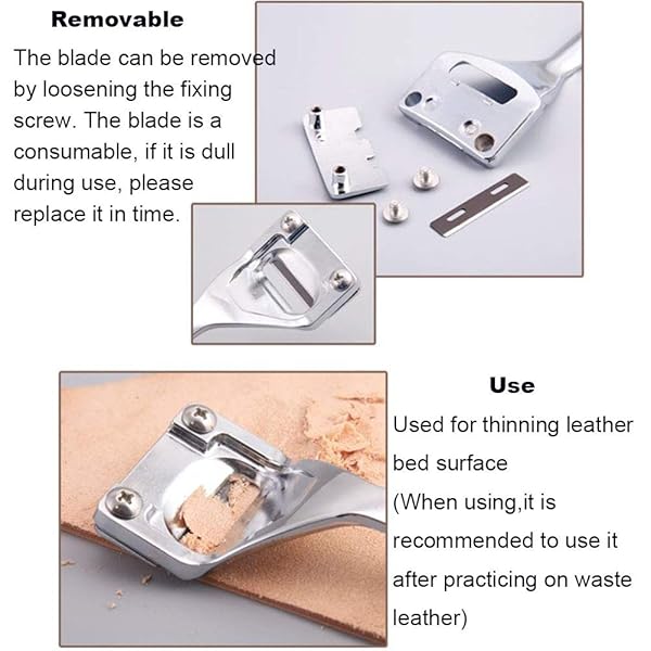 BUTUZE Heavy Duty Skiving Knife Set for Leather Craft with 6 Blades Metal Leather Skiver Tools for DIY Leather Making - View 5 of 8