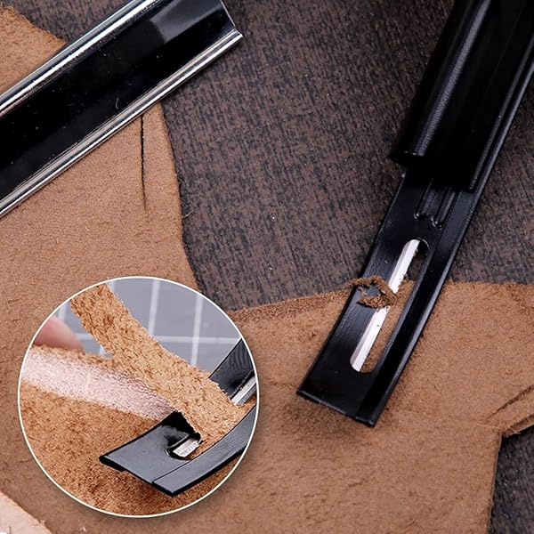 BUTUZE Heavy Duty Skiving Knife Set for Leather Craft with 6 Blades Metal Leather Skiver Tools for DIY Leather Making - View 6 of 8