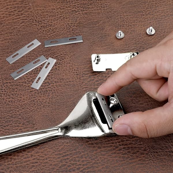 BUTUZE Heavy Duty Skiving Knife Set for Leather Craft with 6 Blades Metal Leather Skiver Tools for DIY Leather Making - View 8 of 8