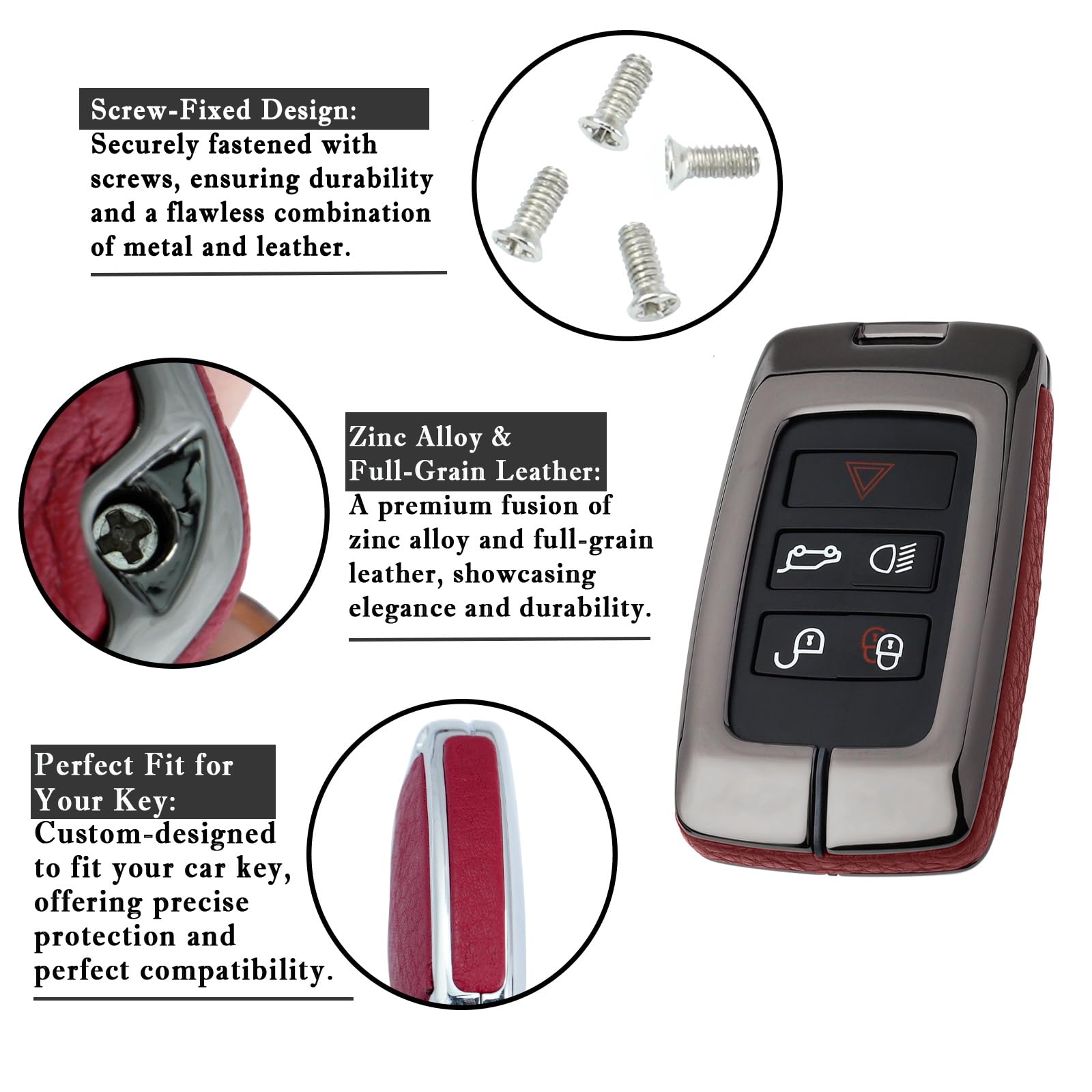 ontto Ontto Key Fob Cover Case for Land Rover Range Rover Red Durable Protection - View 5 of 8
