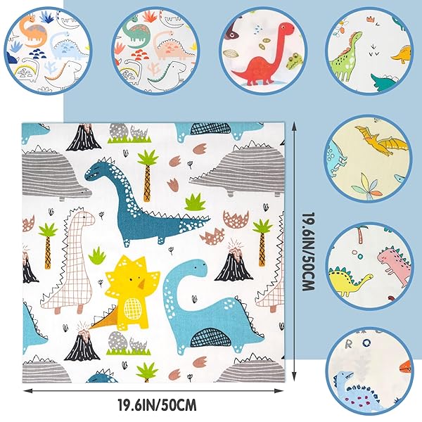 Aubliss Aubliss 8pcs Fat Quarter Cotton Fabric Bundles 19.6x19.6 for Quilting Crafting and Sewing Dinosaur Design - View 3 of 7