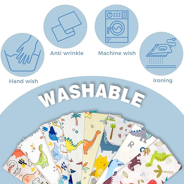 Aubliss Aubliss 8pcs Fat Quarter Cotton Fabric Bundles 19.6x19.6 for Quilting Crafting and Sewing Dinosaur Design - View 5 of 7