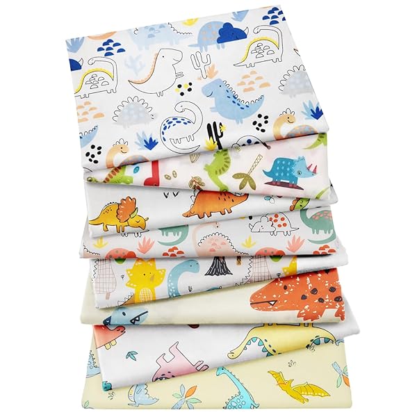 Aubliss Aubliss 8pcs Fat Quarter Cotton Fabric Bundles 19.6x19.6 for Quilting Crafting and Sewing Dinosaur Design - View 2 of 7