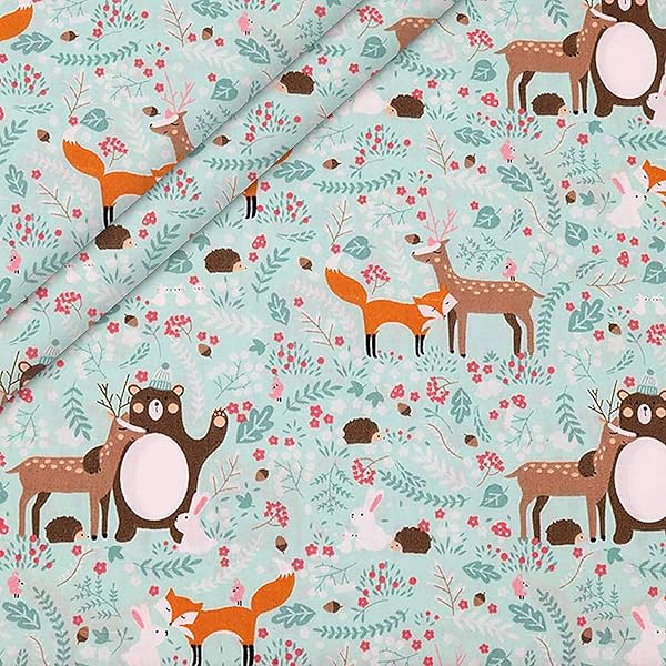 Aubliss Aubliss 8pcs Fat Quarter Fabric Bundles 100 Cotton 19.6 x 19.6 Quilting Cotton Craft Fabric Pre Cut Squares for Patchwork Sewing Forest - View 6 of 8