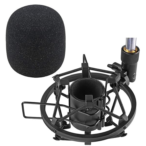 SUNMON Buy SUNMON SM58S Microphone Shock Mount with Foam Windscreen - Vibration & Noise Absorption for SM58 Dynamic Mic