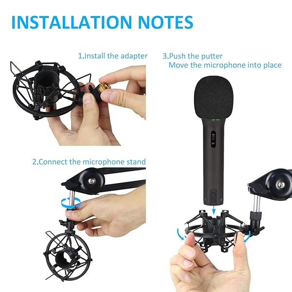 SUNMON SUNMON Q2U Microphone Shock Mount Holder with Foam Windscreen for Vibration and Noise Absorption Compatible with Samson Q2U Mic - View 8 of 8