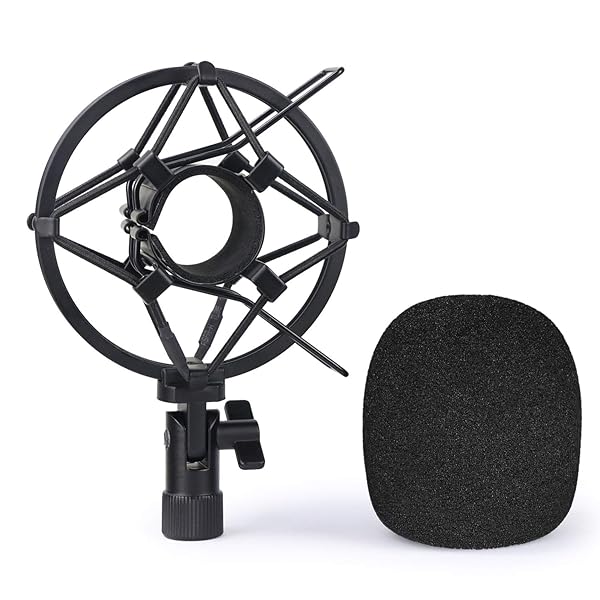 SUNMON SUNMON Q2U Microphone Shock Mount Holder with Foam Windscreen for Vibration and Noise Absorption Compatible with Samson Q2U Mic - View 2 of 8