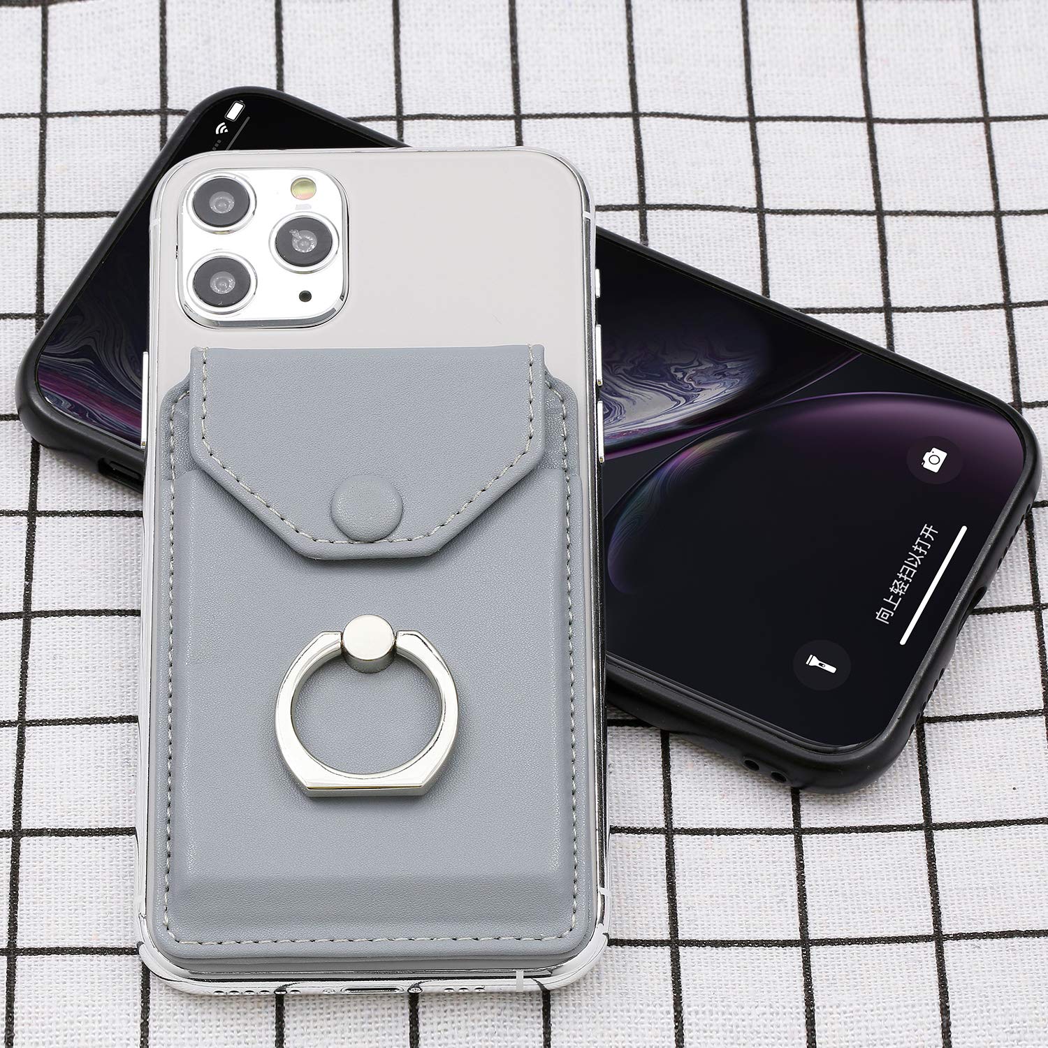 YUNCE YUNCE RFID Card Holder and Ring Stand for iPhone, Android, All Smartphones - Light Grey - View 5 of 6