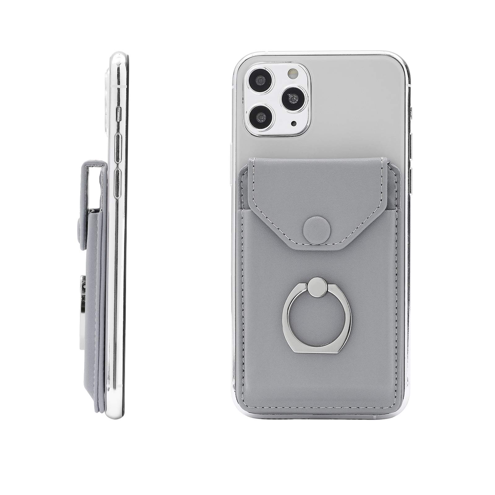 YUNCE YUNCE RFID Card Holder and Ring Stand for iPhone, Android, All Smartphones - Light Grey