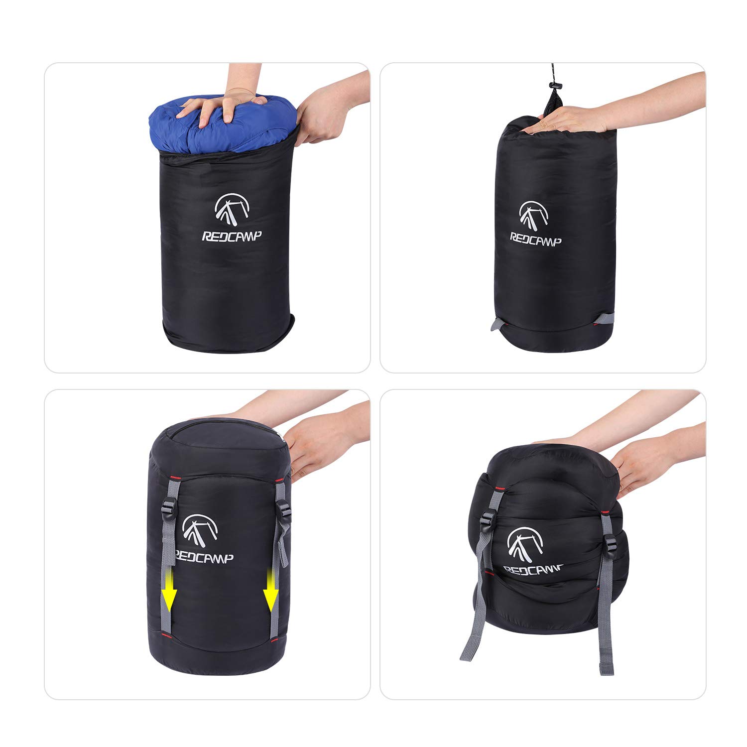 REDCAMP REDCAMP Nylon Compression Stuff Sack, Ultralight Sleeping Bag Compression Sack Great for Camping, Backpacking, Hiking, Black M - View 7 of 7