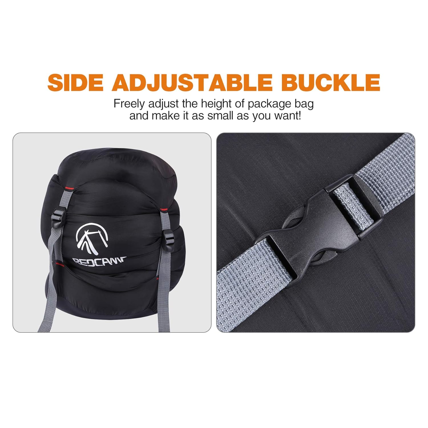 REDCAMP REDCAMP Nylon Compression Stuff Sack, Ultralight Sleeping Bag Compression Sack Great for Camping, Backpacking, Hiking, Black S - View 3 of 7