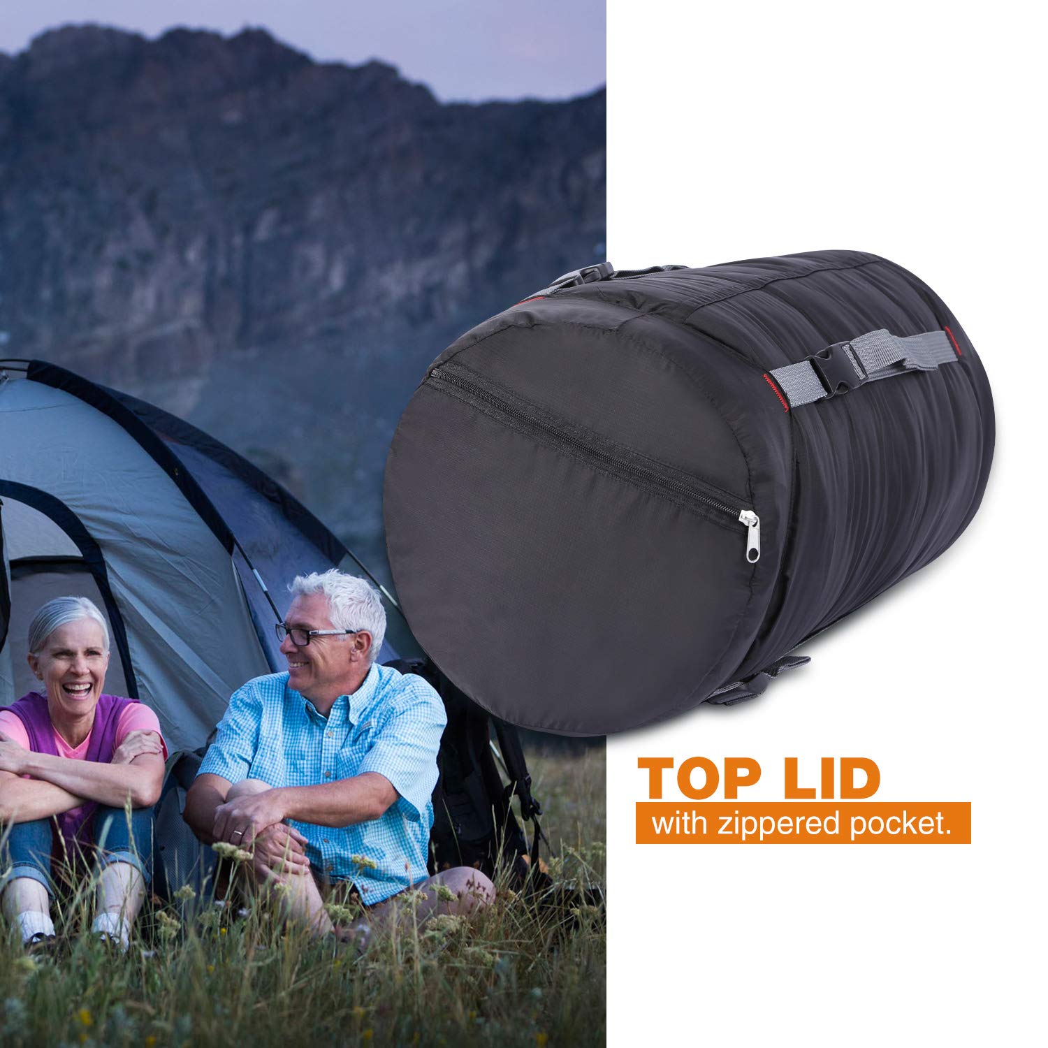 REDCAMP REDCAMP Nylon Compression Stuff Sack, Ultralight Sleeping Bag Compression Sack Great for Camping, Backpacking, Hiking, Black S - View 4 of 7