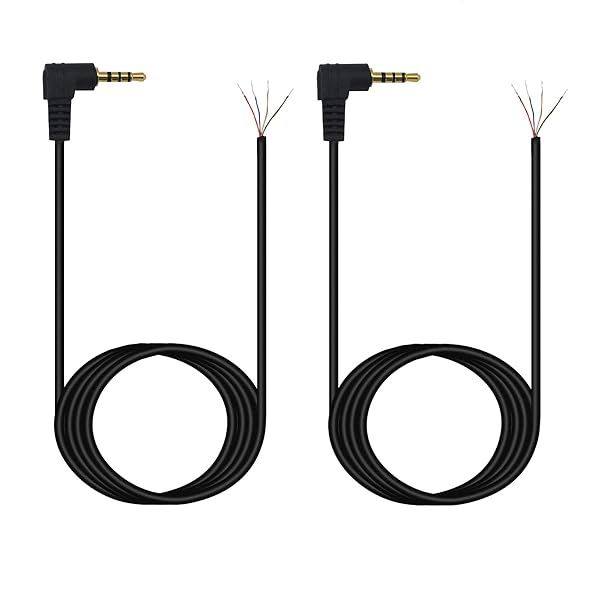 YOUCHENG 3.3 Feet 2.5mm 4 Pole Stereo Male Plug to Bare Wire Audio Cable for Headphone Microphone Cable Repair 2-Pack