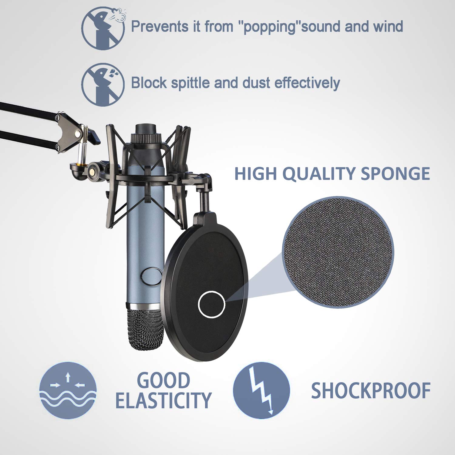 YOUSHARES Blue Ember Mic Shock Mount with Pop Filter to Reduce Vibration Noise for Blue Ember Condenser Microphone by YOUSHARES - View 2 of 7