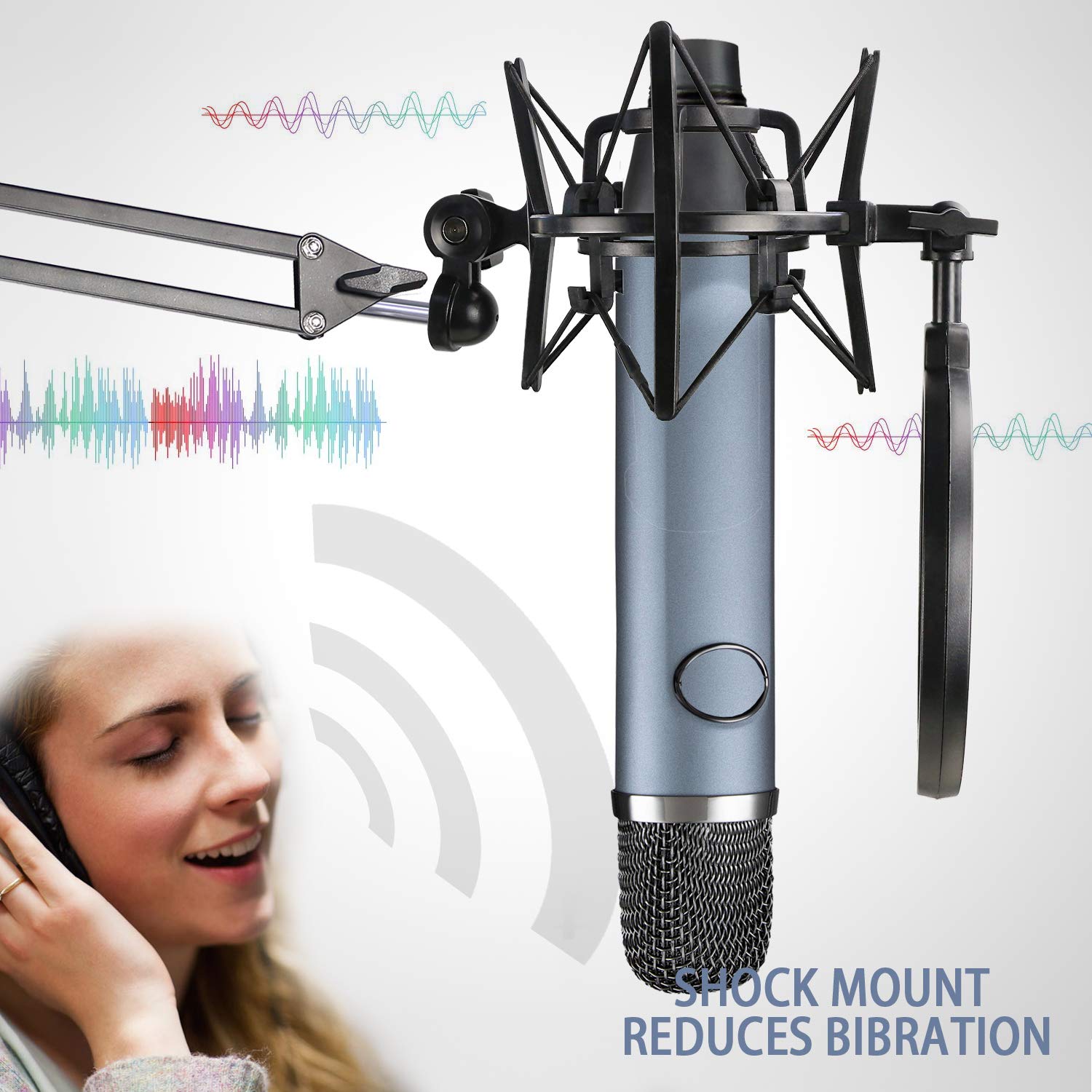 YOUSHARES Blue Ember Mic Shock Mount with Pop Filter to Reduce Vibration Noise for Blue Ember Condenser Microphone by YOUSHARES - View 3 of 7